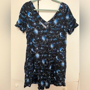 Hot Topic Celestial Moon, Sun, Stars Navy Dress